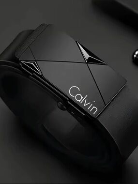 Black Men’s Modern Buckle Leather Belt